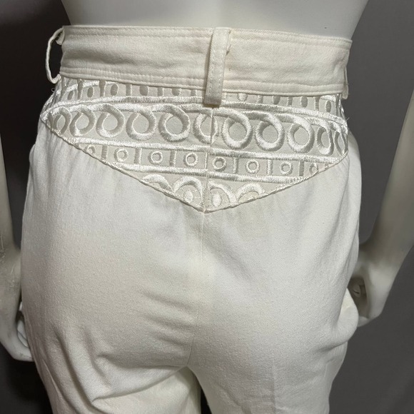 🌟HW Vintage Cream 100% Cotton High Waist Denim Jeans Sz-8 - Picture 7 of 11